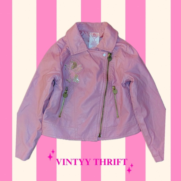 Garanimals Other - 365 Kids Pink Pleather Sequin Unicorn Jacket, Size 4T